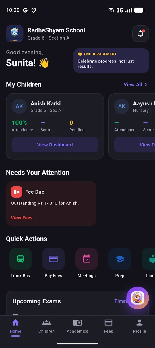The GyanMul parent app on a phone.