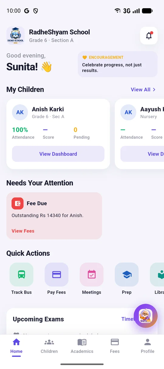 The GyanMul parent app on a phone.